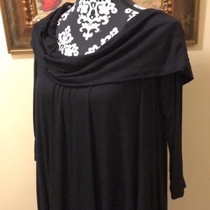 Blu Ice bohemian shawl collar dramatic asymmetrical stretchy maxi pockets, dress